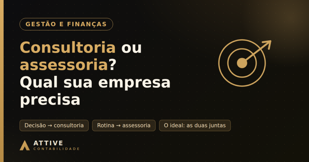 Alvo com seta representando a escolha entre consultoria e assessoria contábil