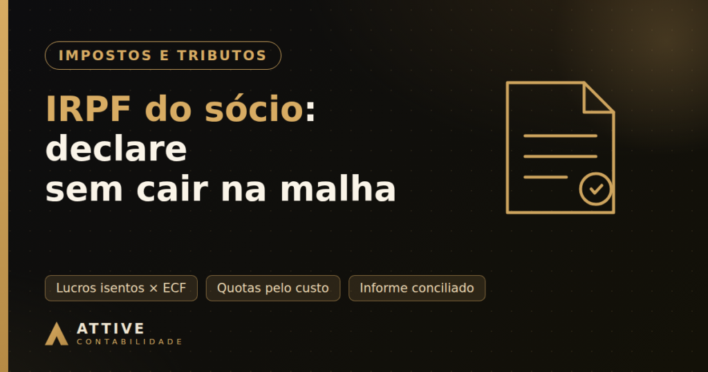 Documento ilustrando a declaração de IRPF do sócio de empresa